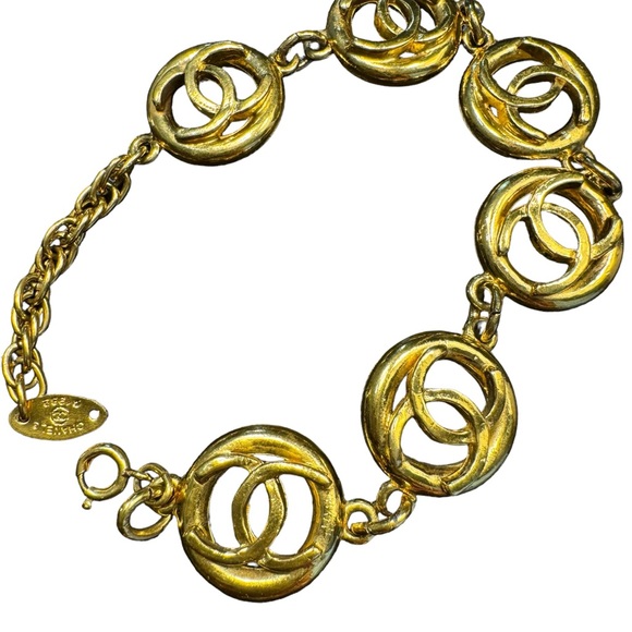 CHANEL VINTAGE RARE MULTI LOGO CHARM BRACELET - Picture 2 of 16